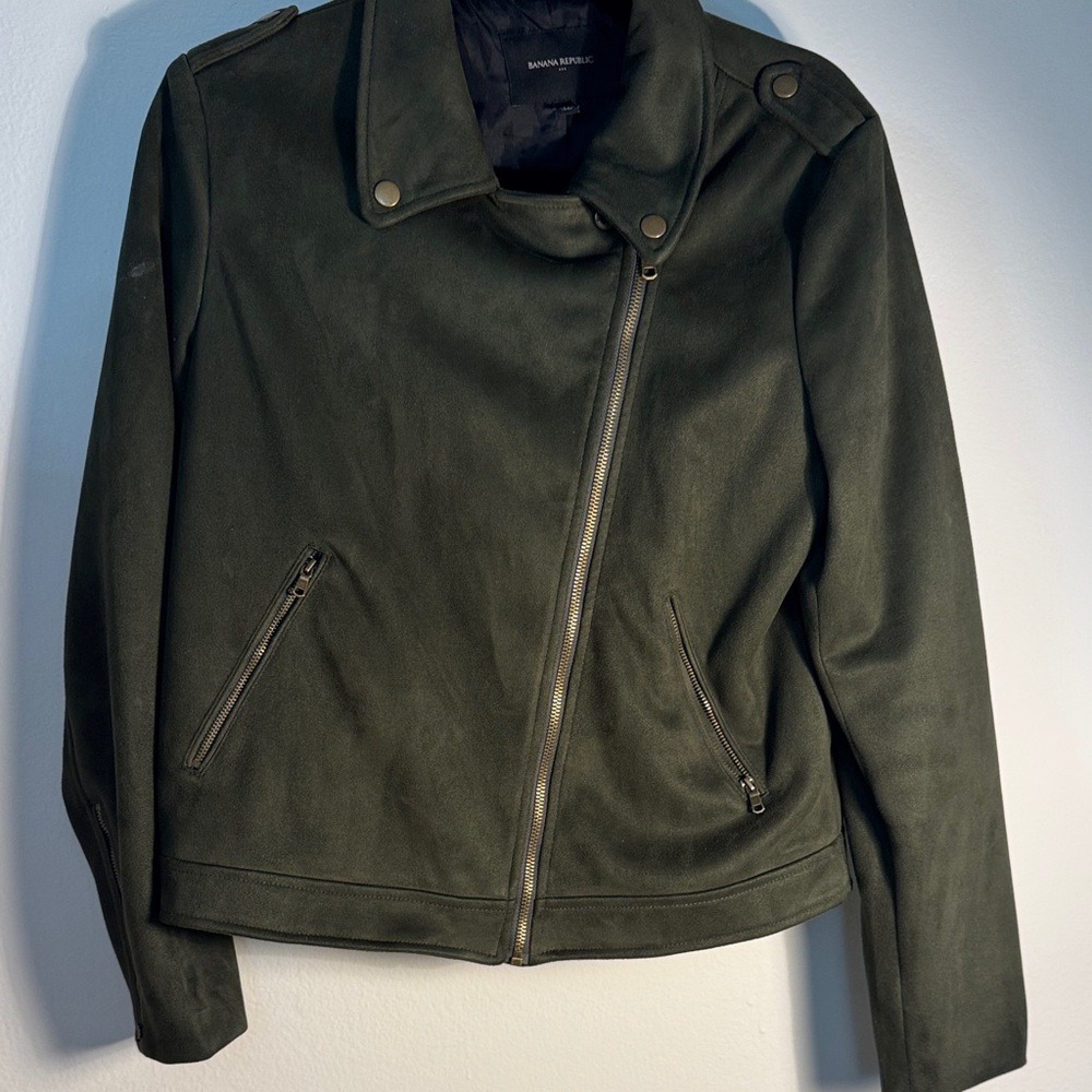 Banana Republic Dark Green Faux Suede Women's Jacket - Picture 3 of 4